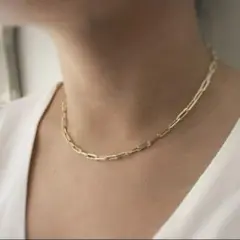 クリップチェーンネックレス　ゴールド K14GP シンプル　人気　オシャレ
