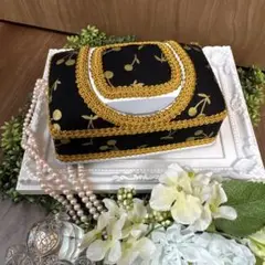 《再販》ウェットティッシュケース&ティッシュケースゴールドチェリー ハンドメイド