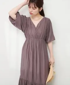 新品★natural couture 涼しげワッシャーカシュクールワンピース楊柳