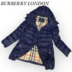 【美品】BURBERRY LONDON ダウンコート ノバチェック ネイビー40