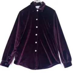 深紫 長袖 ベロアシャツ Joanna USA製 L