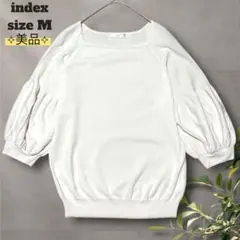 インデックス 七分袖プルオーバー【M】ボリューム袖 薄手 涼しげ 夏服 ギャザー