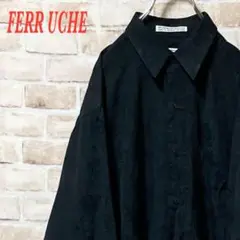 【海外モデル】FERR UCHE 長袖シャツ　おり柄　ブラック　総柄　M
