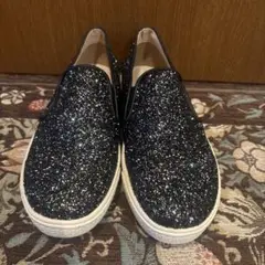 【美品】ブラック　グリッター スリッポン　キラキラ