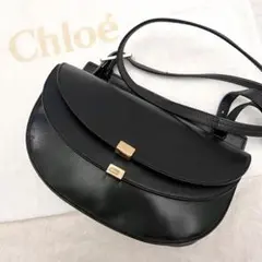 ✨袋付き美品✨クロエ ジョージア ダブルフラップショルダーバッグ レザー 黒