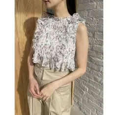 snidel バックリボンシャーリングブラウス