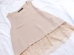 ザラベーシック ZARA ノースリーブ　シャツ　レースティアード とろみブラウス
