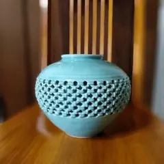 【韓国陶磁　海泉　南宮熔作　壺・花瓶　２８ｃｍ】 韓国陶磁 海泉 南宮熔作 壺・花瓶 28cm】 - メルカリ