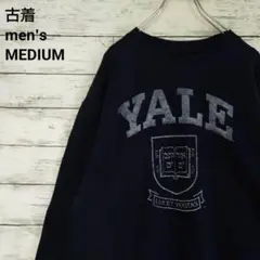古着 YALE イェール大学 スウェット カレッジ 成田悠輔 ネイビー 紺 M