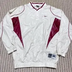 NIKE 高校野球部 Vジャン ピステ グラコン ジャンパー 白＆赤 光沢
