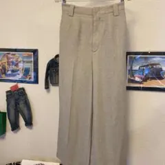 ベージュ ワイドパンツ リネン混合