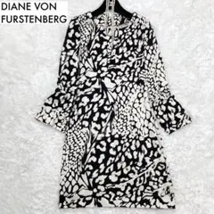 大きいサイズ10♡ DVF シルク100% ワンピース ボタニカル柄 長袖