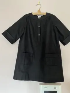 ボンポワンワンピースブラックwool