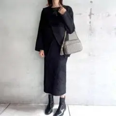 ✨美品✨ yujune セットアップ　ニット　長袖　タイトスカート　ブラック