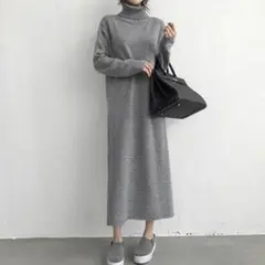 M5366 2018秋 ニット レディース ニットワンピース ロング丈 ロングワ