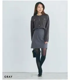 BASEMENT online ゴールドボタンカーディガン　グレー