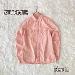 STOOGE コットンシャツ（L）ピンク色系 カジュアル　メンズ　ウェスタン