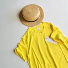 LAITERIE ふわふわ 天竺コットン Tシャツ レモンイエロー 日本製