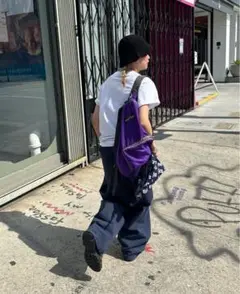 hoop ネイビーパンツ ゴムコットンパンツ