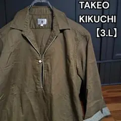 良品★TAKEO KIKUCHI【タケオキクチ】リネンコットンシャツ 五分袖 L