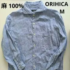 ORIHIKA　オリヒカ　麻　リネン シャツ　七分袖　メンズ　ブルー　М