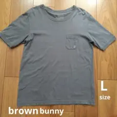 Brown Bunny　 グレー Tシャツ　 半袖　ポケット付き　　ハート　刺繍