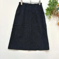 【DONNA ES LOLO】スカート　オフィス　ストライプ　黒　ミディ丈　9
