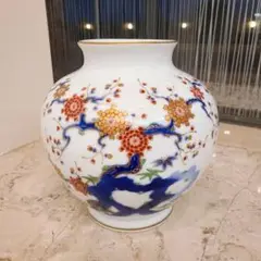 宮内庁御用達 深川製磁 花瓶 梅 金彩 美品