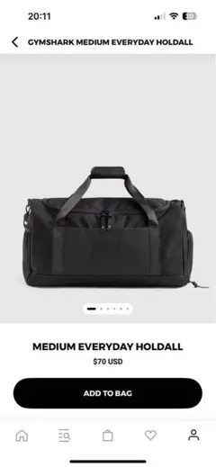 GYMSHARK MEDIUM EVERYDAY HOLDALL ブラック