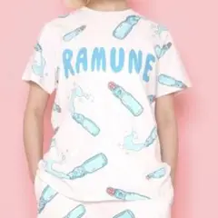 新品・未使用✨プニュズ フード総柄Tシャツ ラムネ サイズ2