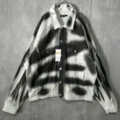 スプレーペイント デニムジャケット グランジ 白 グレー M 新品