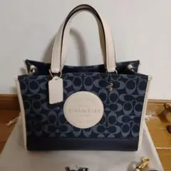 新品未使用 COACH コーチ ハンドバッグ ネイビー/ホワイト