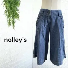 3055【nolley's】デニムガウチョハーフパンツ カジュアル ワイド M