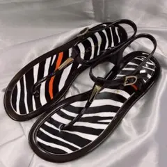 JIMMY CHOO サンダル ストラップサンダル ゼブラ柄 ブラック★721