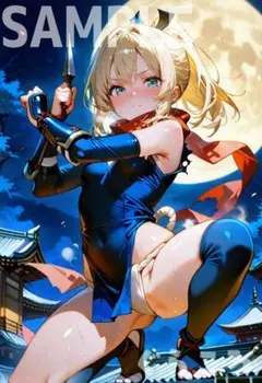 くノ一 美少女 可愛い コスプレ イラスト A4 ポスター M127:ぐらころ