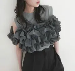 【匿名配送】Lian フリルビスチェドッキングT