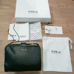FURLA ブラックレザー 二つ折り財布