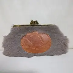 ファーコインケース グレー