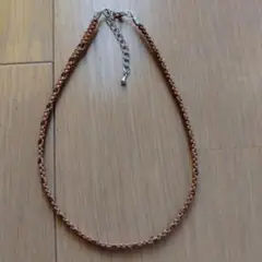 ハンドメイド ブラウン革紐編み込みチョーカー