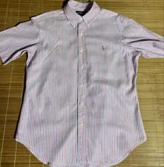 Ralph Lauren 半袖シャツ ピンク ストライプ Ｌ