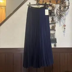 etre relie アンプーファムプリーツスカート ネイビー ブラック38