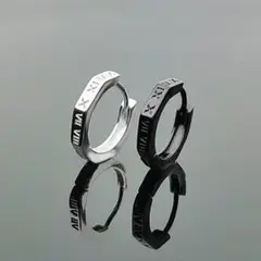 【大人気】ブラック　アルファベット　ピアス　フープ　リング　ストリート　韓国