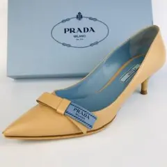 美品★PRADA・プラダ レザー アイコンリボン パンプス(37)