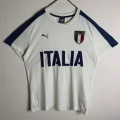 半袖　Tシャツ　プーマ　ロゴワッペン　アイボリー×ネイビー　古着