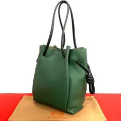 極 美品 ロエベ フラメンコ ノット レザー トートバッグ グリーン ブラック. LOEWE/ロエベ】 フラメンコ ノット トートバッグ 321.12.T30
