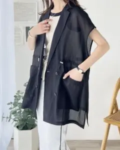 ⭐︎美品⭐︎classical elf シアーウエストドロストジレ ブラック／L