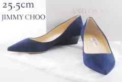 極美品 JIMMY CHOO ジミーチュウ 25.5 ウェッジソール ネイビー