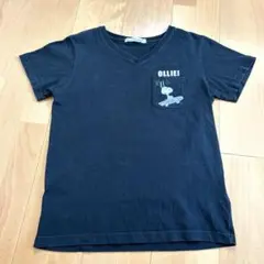 Tシャツ スヌーピー アンティバルリスティック Ｖネック ブラック 胸ポケット