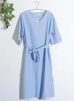 ワンピース 春夏 サマーワンピース ストライプ Vネック マキシワンピース