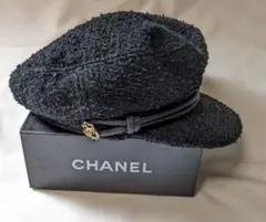 超美品 CHANEL シャネル ココマーク ハット ツィード キャスケット 帽子